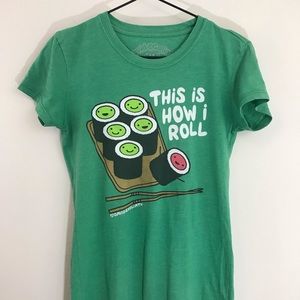 Tops - This Is How I Roll sushi graphic tee, green Tops - This Is How I Roll sushi graphic tee, green